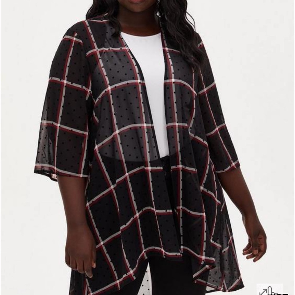 Torrid Black Plaid Kimono Size 5